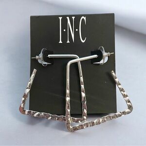 NWT INC Silver-Tone Hammered Hoop Earrings